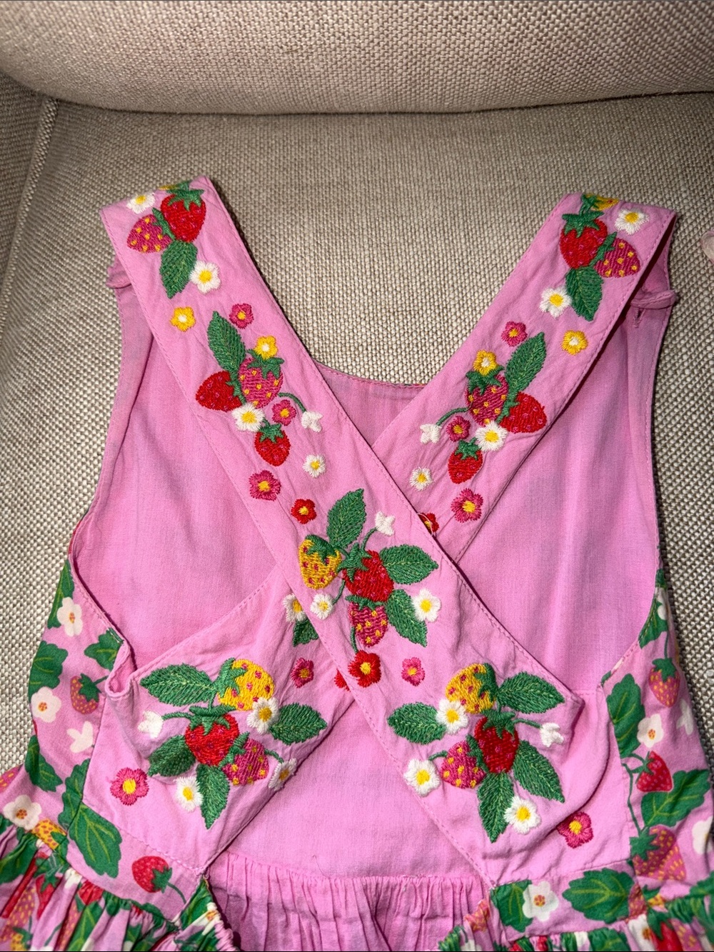 Mini Boden Pink Striped Embroidered Sundress with Sea Motifs, 2 pc bundle - Picture 3 of 7